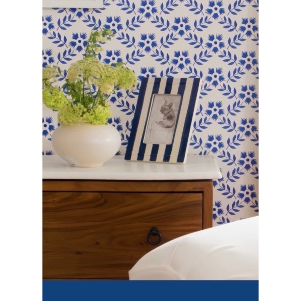 Mark D. Sikes x Pottery Barn Blue White Striped Ceramic Picture Frame 5x7 NIB